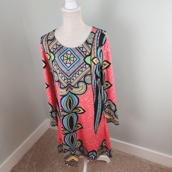 R&B Collection | Dresses | Rb Collection Multicolor Long Sleeve Midi ...